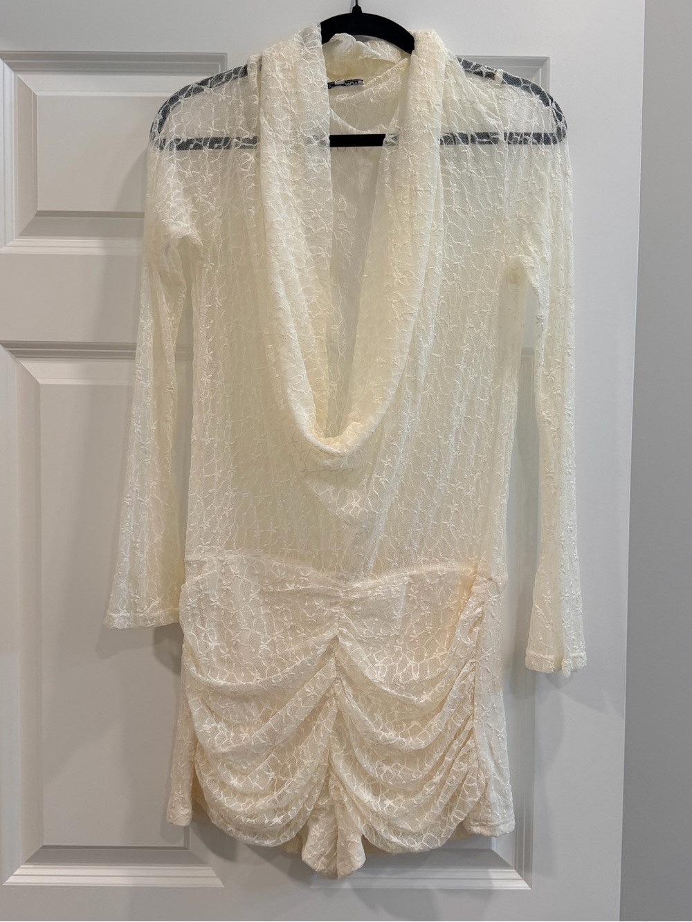 Ivory Lace Cowl Neck Romper NWOT